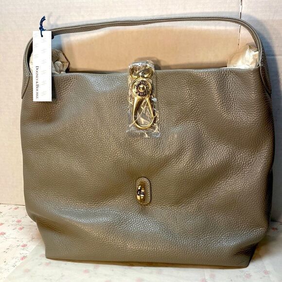 Dooney & Bourke NWT Logo Lock Shoulder Gray Bag - Picture 1 of 16
